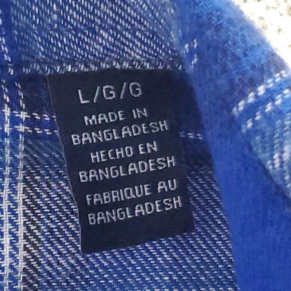 Wrangler Wrancher Men's Flannel Shirt Blue Plaid Long Sleeve Size L Pearl Snaps - Picture 12 of 16